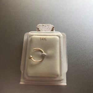 14 K gold twist on hoop nose ring